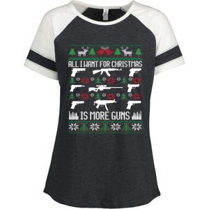 All I Want Is More Guns Collector Hunting Ugly Christmas Gift Enza Ladies Jersey Colorblock Tee