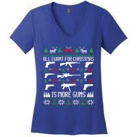 All I Want Is More Guns Collector Hunting Ugly Christmas Gift Women's V-Neck T-Shirt