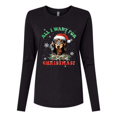 All I Want For Christmas Xmas Gifts For Dachshund Lovers Womens Cotton Relaxed Long Sleeve T-Shirt