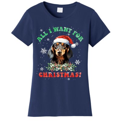 All I Want For Christmas Xmas Gifts For Dachshund Lovers Women's T-Shirt