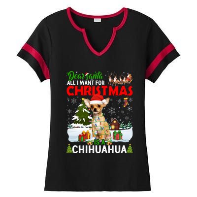 All I Want For Christmas Is A Chihuahua Family Pajamas Cool Gift Ladies Halftime Notch Neck Tee