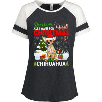 All I Want For Christmas Is A Chihuahua Family Pajamas Cool Gift Enza Ladies Jersey Colorblock Tee