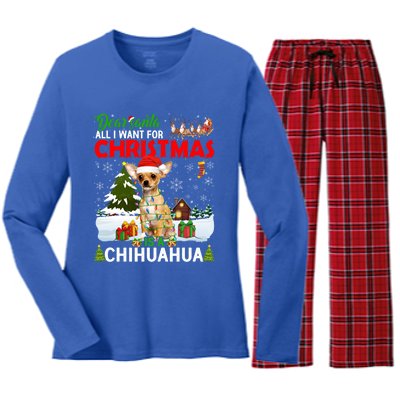 All I Want For Christmas Is A Chihuahua Family Pajamas Cool Gift Women's Long Sleeve Flannel Pajama Set 