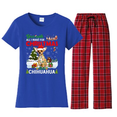 All I Want For Christmas Is A Chihuahua Family Pajamas Cool Gift Women's Flannel Pajama Set