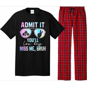 Admit It YouLl Low Key Miss Me Bruh Funny Teachers Students Pajama Set