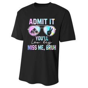 Admit It YouLl Low Key Miss Me Bruh Funny Teachers Students Performance Sprint T-Shirt