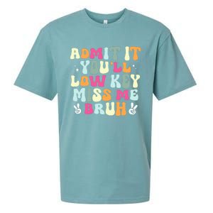 Admit It YouLl Low Key Miss Bruh Funny Bruh Teacher Groovy Sueded Cloud Jersey T-Shirt