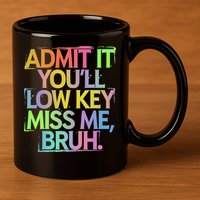 Admit It Youll Low Key Miss Me Bruh Funny Bruh Teacher Gift 11oz C Handle Ceramic Mug