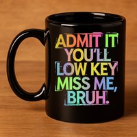 Admit It Youll Low Key Miss Me Bruh Funny Bruh Teacher Gift 11oz C Handle Ceramic Mug