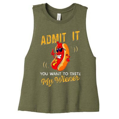 Admit It You Want To Taste My Weiner Women's Racerback Cropped Tank