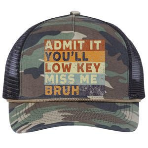 Admit It Youll Low Key Miss Me Bruh Retro Rope Trucker Hat Cap