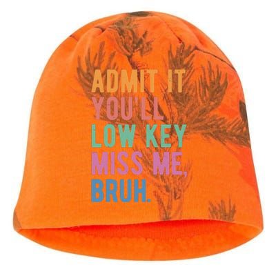 Admit It Youll Low Key Miss Me Bruh Funny Teacher Gift Kati - Camo Knit Beanie