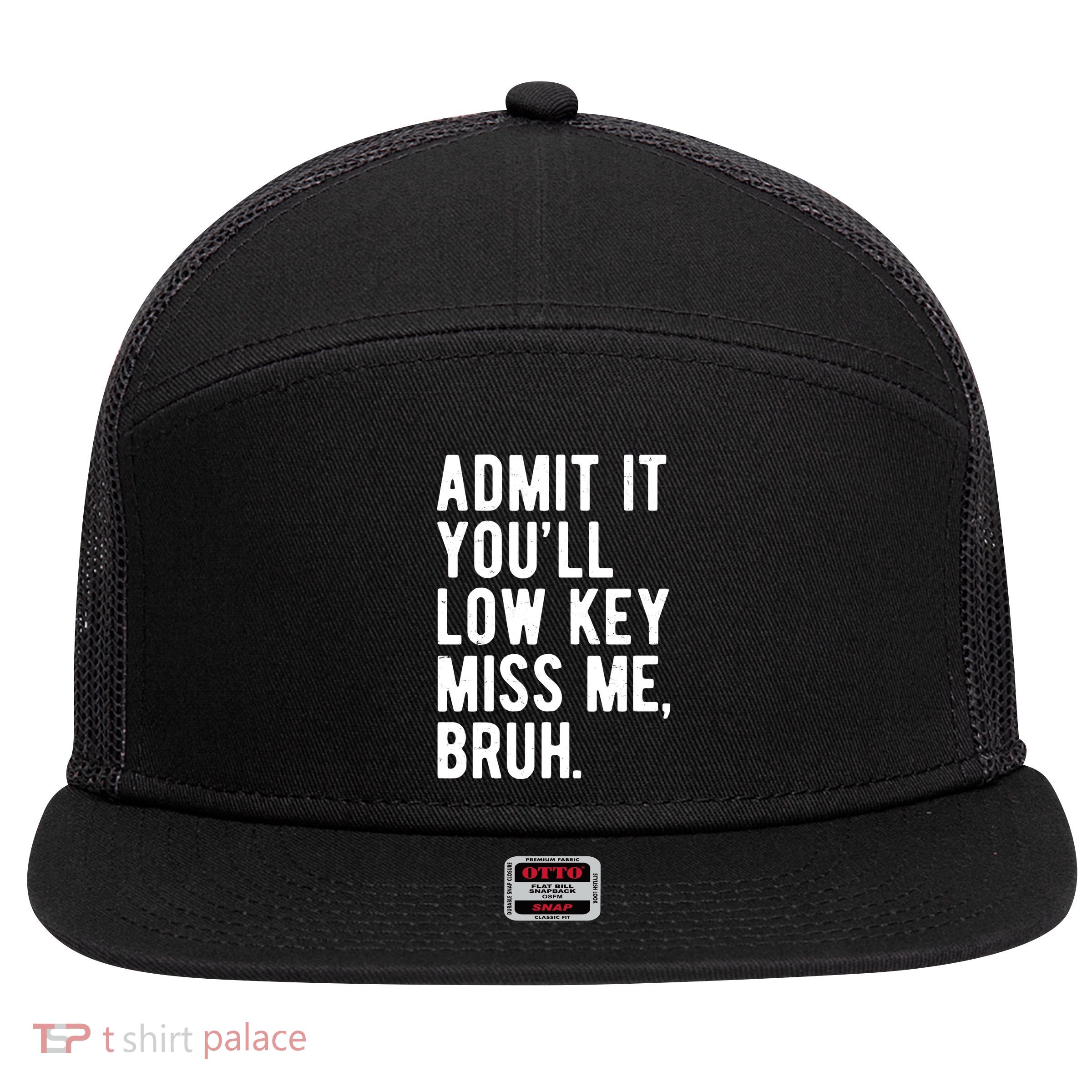 Admit It Youll Low Key Miss Me Bruh Funny Teacher Summer 7 Panel Mesh Trucker Snapback Hat