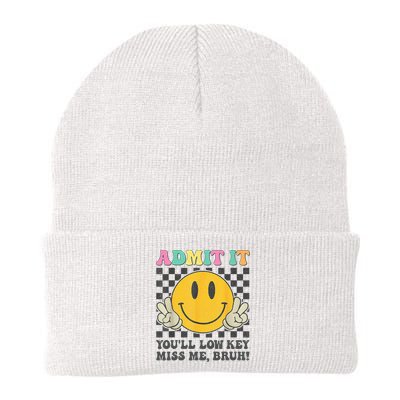  Admit It You'll Low Key Miss Me Bruh Graphic Teacher Beanie