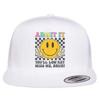  Admit It You'll Low Key Miss Me Bruh Graphic Teacher Flat Bill Trucker Hat