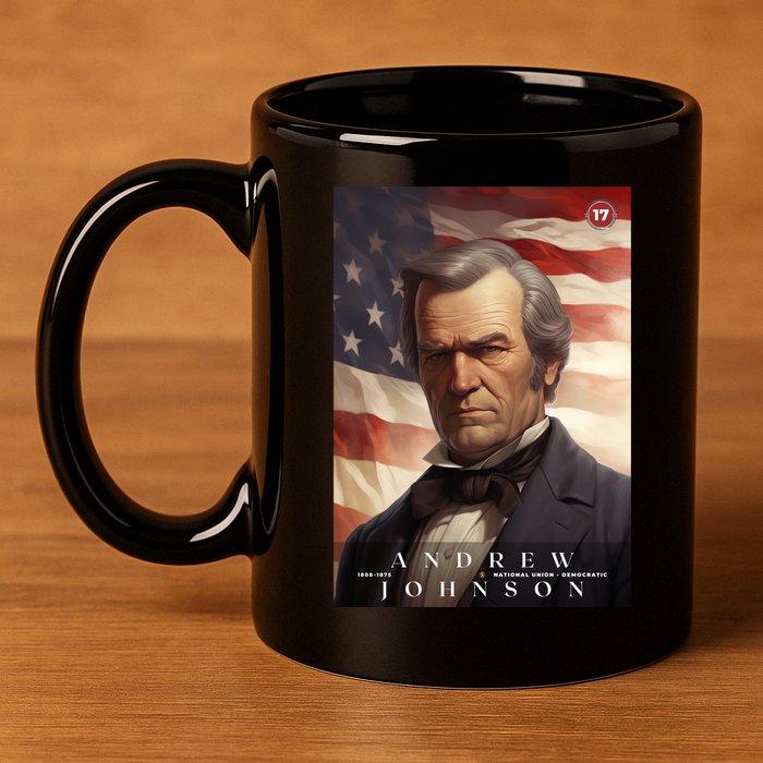 Andrew Johnson 17th President Of The United States Portrait 11oz C Handle Ceramic Mug
