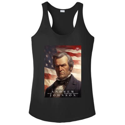 Andrew Johnson 17th President Of The United States Portrait Ladies PosiCharge Competitor Racerback Tank