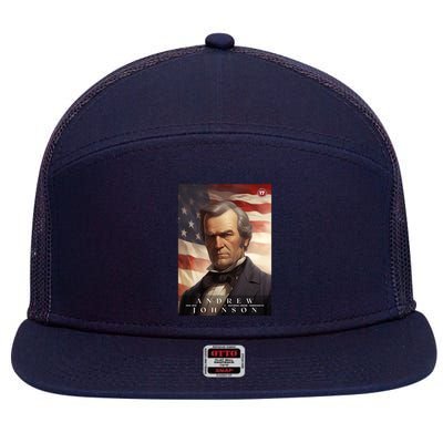 Andrew Johnson 17th President Of The United States Portrait 7 Panel Mesh Trucker Snapback Hat