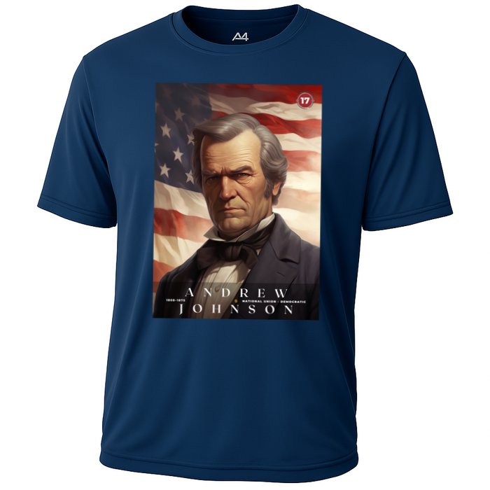 Andrew Johnson 17th President Of The United States Portrait Cooling Performance Crew T-Shirt