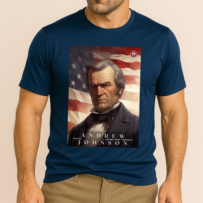 Andrew Johnson 17th President Of The United States Portrait Cooling Performance Crew T-Shirt