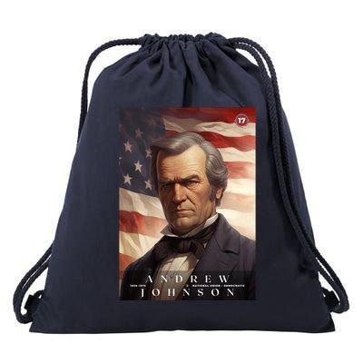 Andrew Johnson 17th President Of The United States Portrait Drawstring Bag