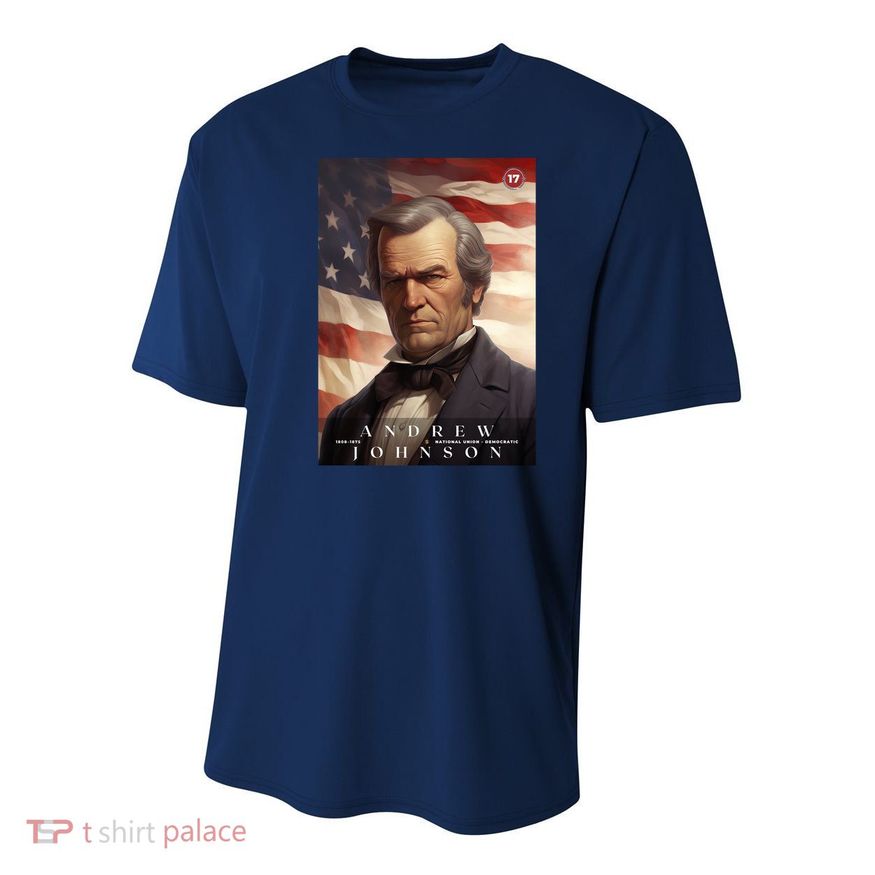Andrew Johnson 17th President Of The United States Portrait Youth Performance Sprint T-Shirt