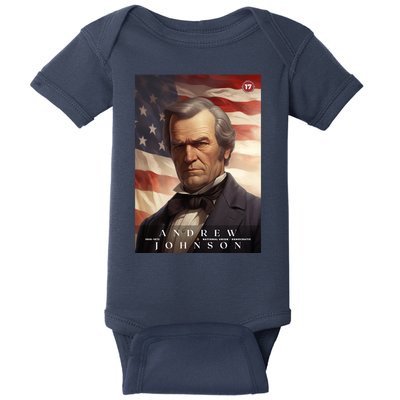 Andrew Johnson 17th President Of The United States Portrait Baby Bodysuit