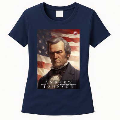 Andrew Johnson 17th President Of The United States Portrait Womens T-Shirt