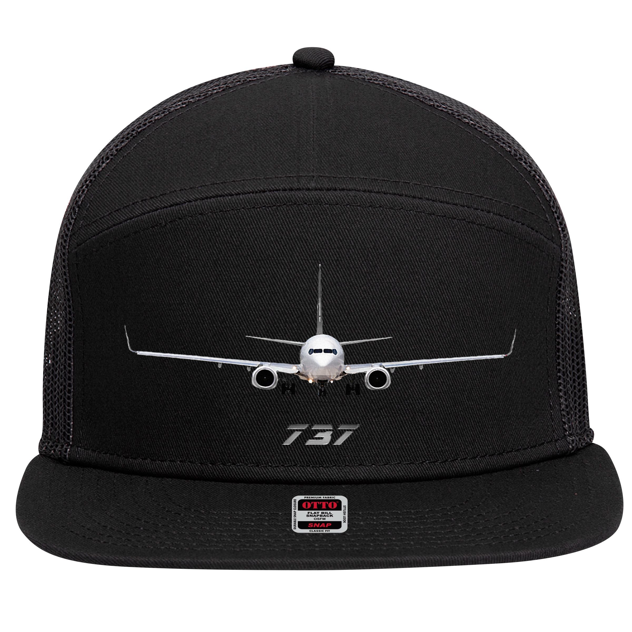 Airline Jet 737 Aircraft Passenger Aircraft 7 Panel Mesh Trucker Snapback Hat