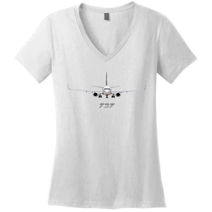 Airline Jet 737 Aircraft Passenger Aircraft Women's V-Neck T-Shirt