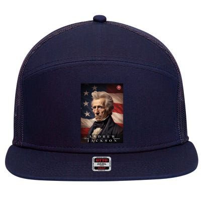 Andrew Jackson 7th President Of The United States Portrait 7 Panel Mesh Trucker Snapback Hat