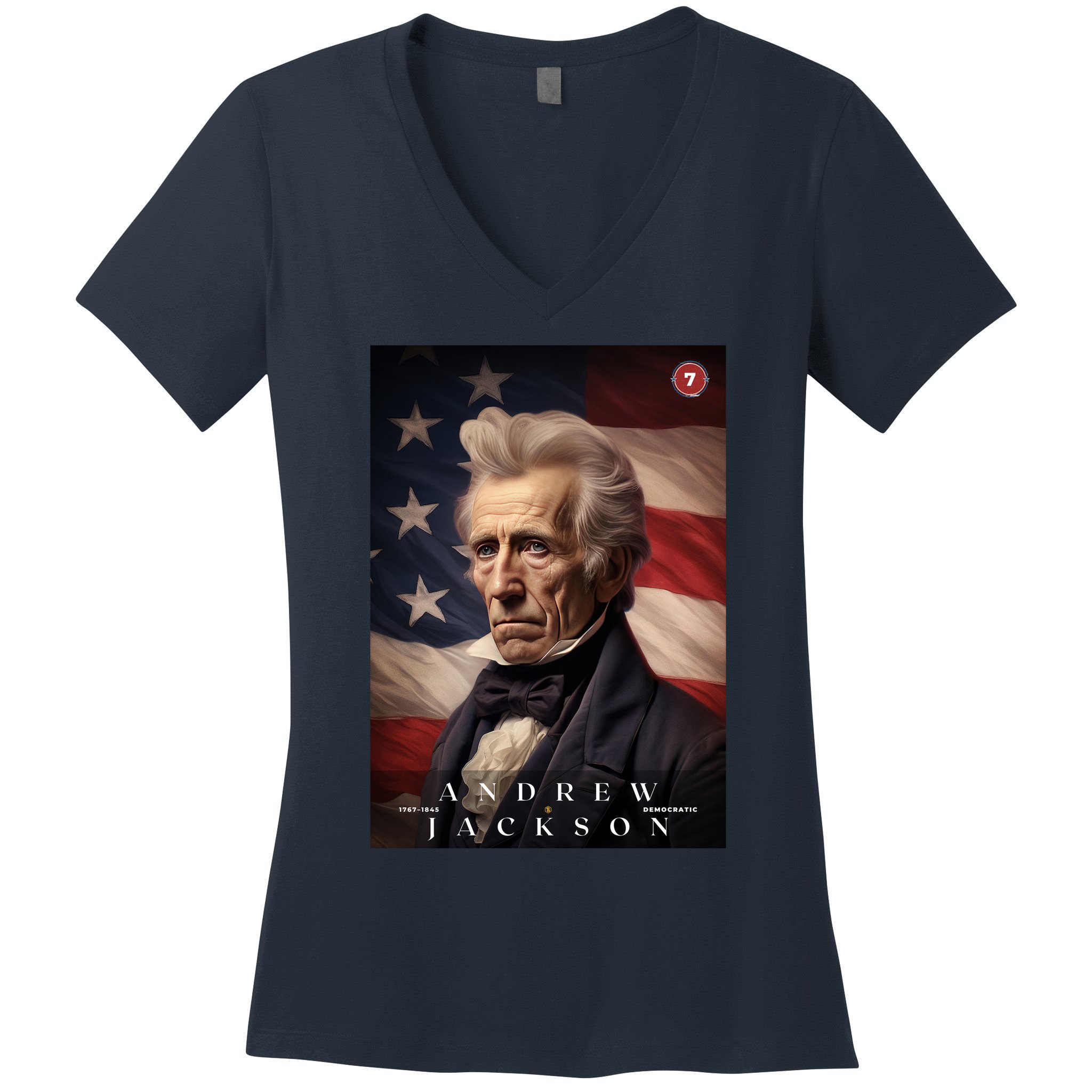 Andrew Jackson 7th President Of The United States Portrait Women's V-Neck T-Shirt