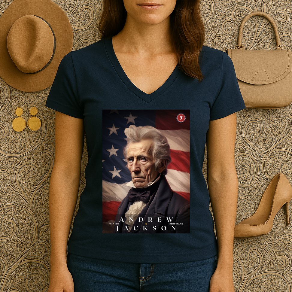 Andrew Jackson 7th President Of The United States Portrait Women's V-Neck T-Shirt