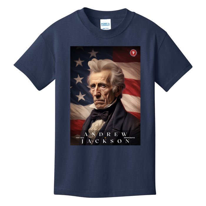 Andrew Jackson 7th President Of The United States Portrait Kids T-Shirt