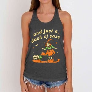 And Just A Dash Of Sass Baby Halloween Witch Women's Knotted Racerback Tank