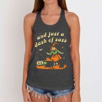 And Just A Dash Of Sass Baby Halloween Witch Women's Knotted Racerback Tank