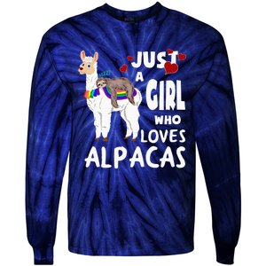 Alpacas Just A Who Loves Sloth Gift Farmer Lover Tie-Dye Long Sleeve Shirt