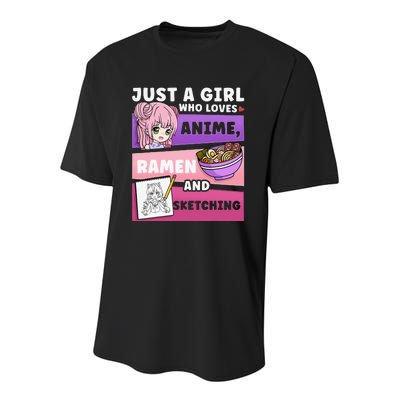 Anime Just a Who Loves Anime Ra and Sketching Youth Performance Sprint T-Shirt