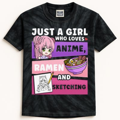 Anime Just a Who Loves Anime Ra and Sketching Kids Tie-Dye T-Shirt