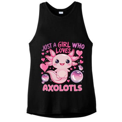 Axolotl Just A Girl Who Loves Axolotls Ladies PosiCharge Tri-Blend Wicking Tank