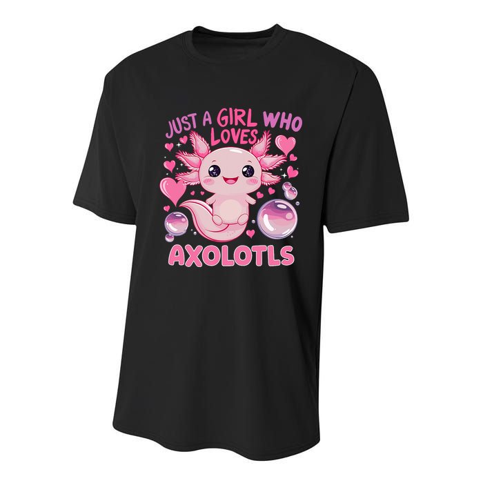 Axolotl Just A Girl Who Loves Axolotls Youth Performance Sprint T-Shirt