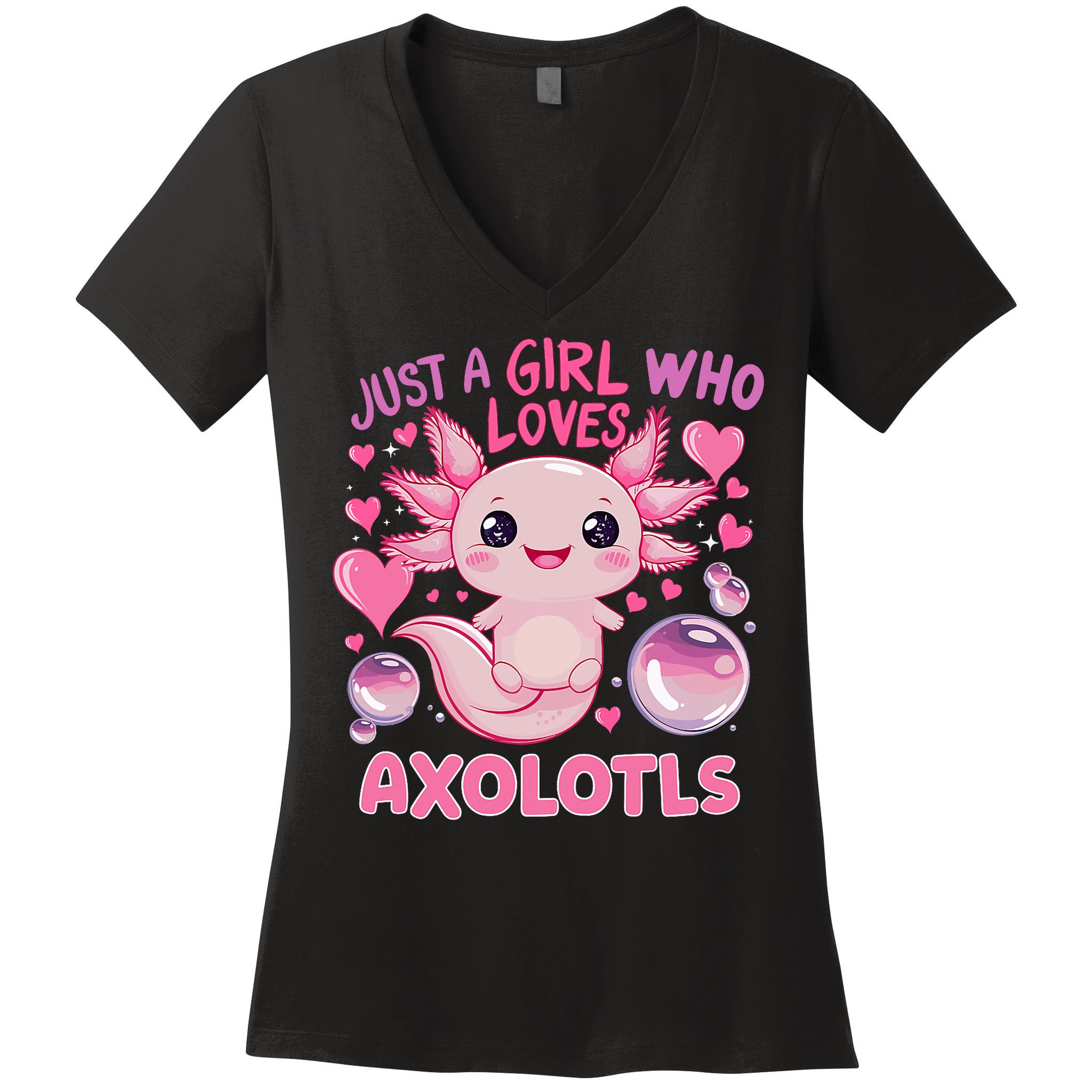 Axolotl Just A Girl Who Loves Axolotls Women's V-Neck T-Shirt
