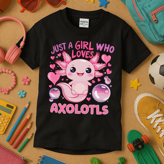Axolotl Just A Girl Who Loves Axolotls Kids T-Shirt