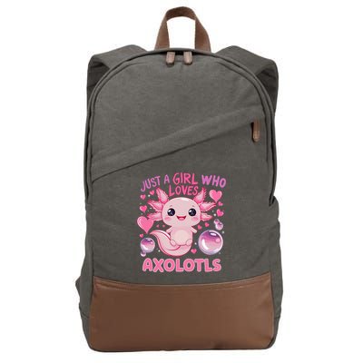 Axolotl Just A Girl Who Loves Axolotls Cotton Canvas Backpack