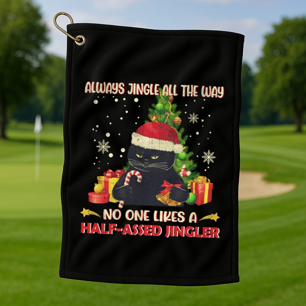 Always Jingle All The Way No One Likes Half Assed Jingle Gift Golf Towel
