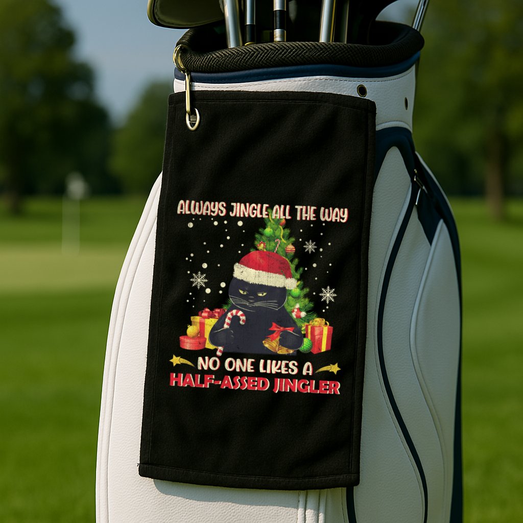 Always Jingle All The Way No One Likes Half Assed Jingle Gift Golf Towel