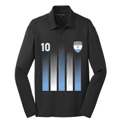 Argentinaian Jersey Argentina Soccer Jersey 10 Football Fan Silk Touch Performance Long Sleeve Polo