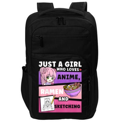 Anime Just A Girll Who Loves Anime Ramen And Sketching Impact Tech Backpack