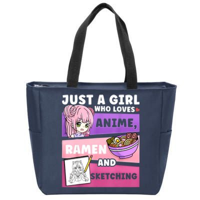 Anime Just A Girll Who Loves Anime Ramen And Sketching Zip Tote Bag