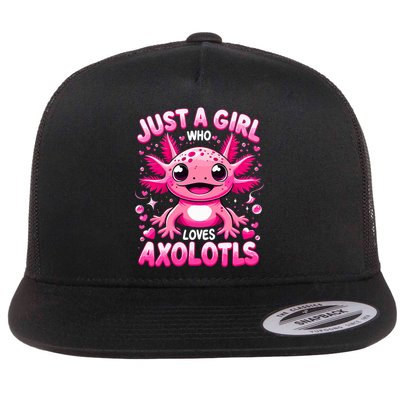 Axolotl Just A Girl Who Loves Axolotls  Flat Bill Trucker Hat